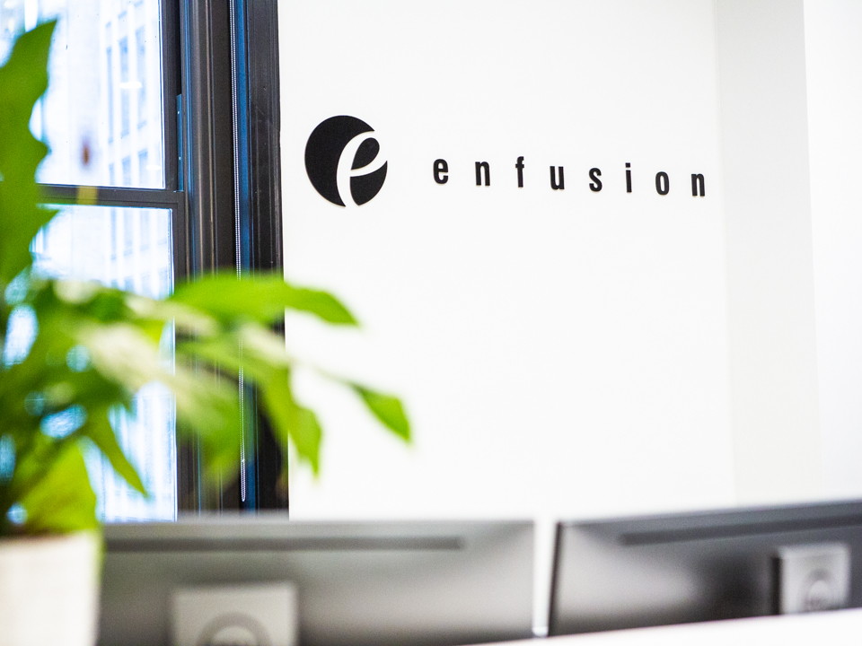 Enfusion logo in its office