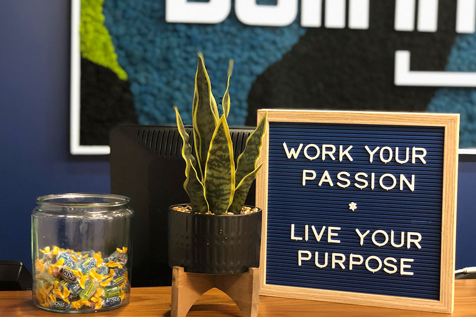 Work Your Passion and Live Your Purpose sign