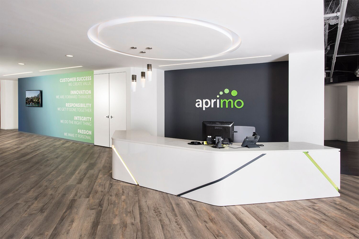 Reception area at Aprimo office 