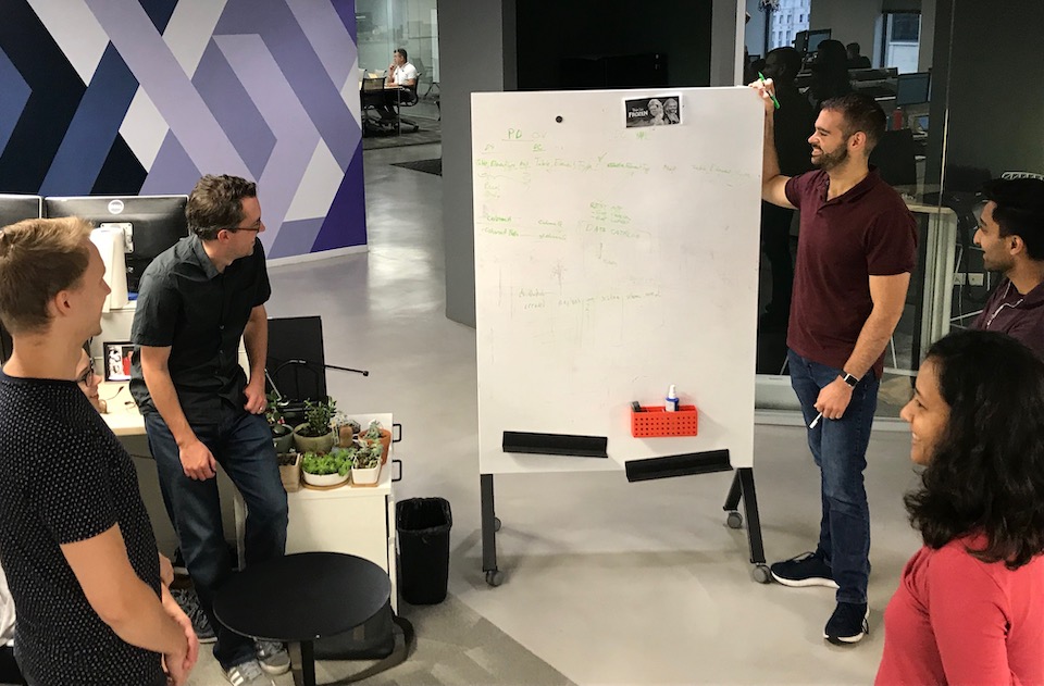 Avant team working at a whiteboard