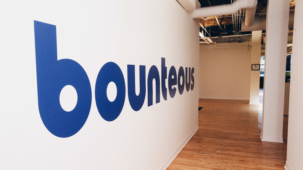 Bounteous logo on the wall in the office