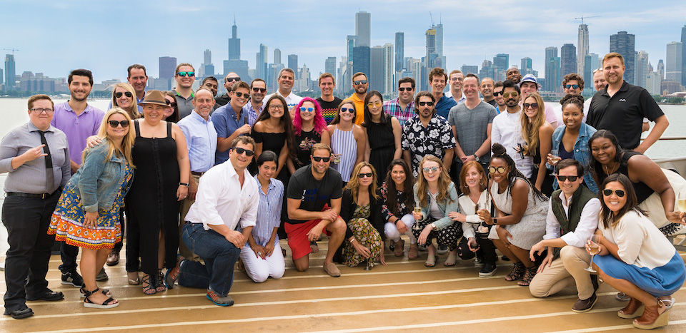 Team from Green Thumb Industries at outdoor rooftop party