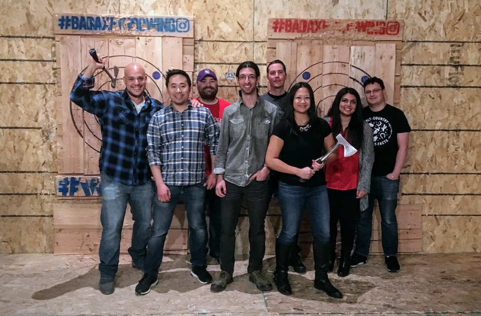 One North Interactive at axe throwing outing