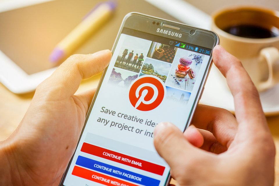 Pinterest being used on a mobile phone
