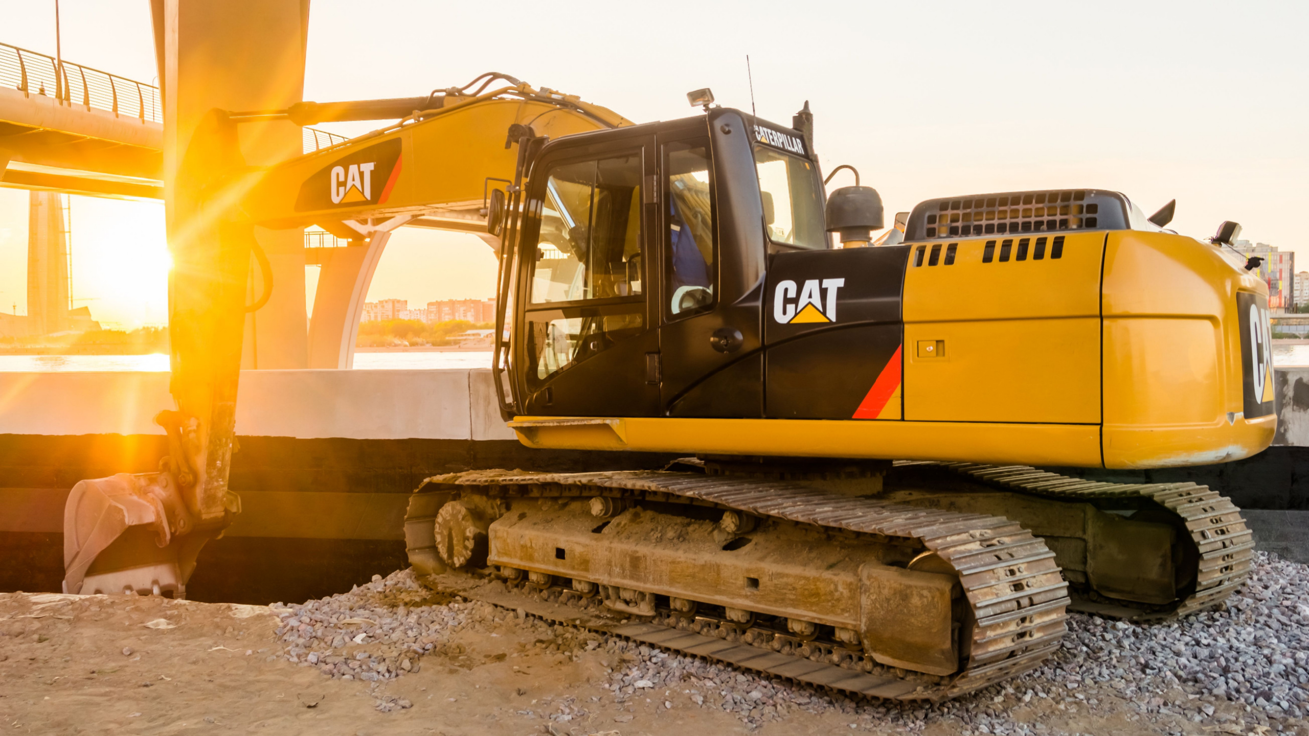 Caterpillar machinery at a construction site. 