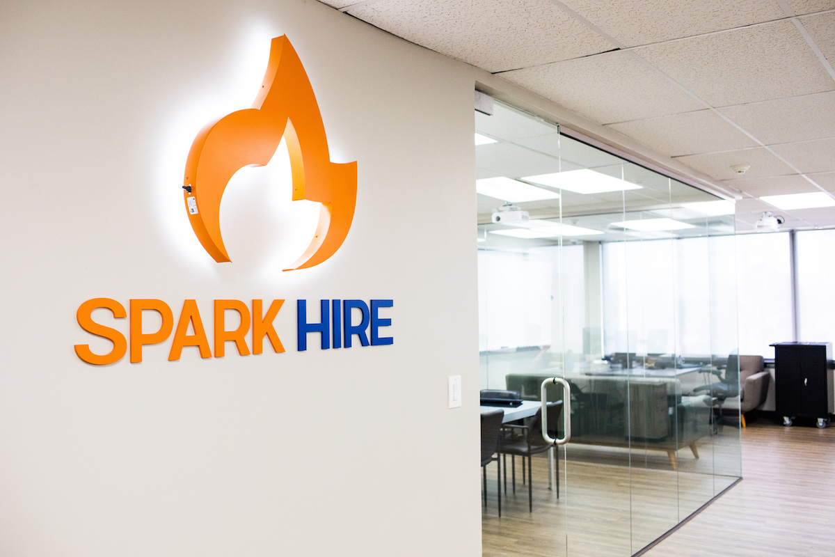 spark hire logo wall