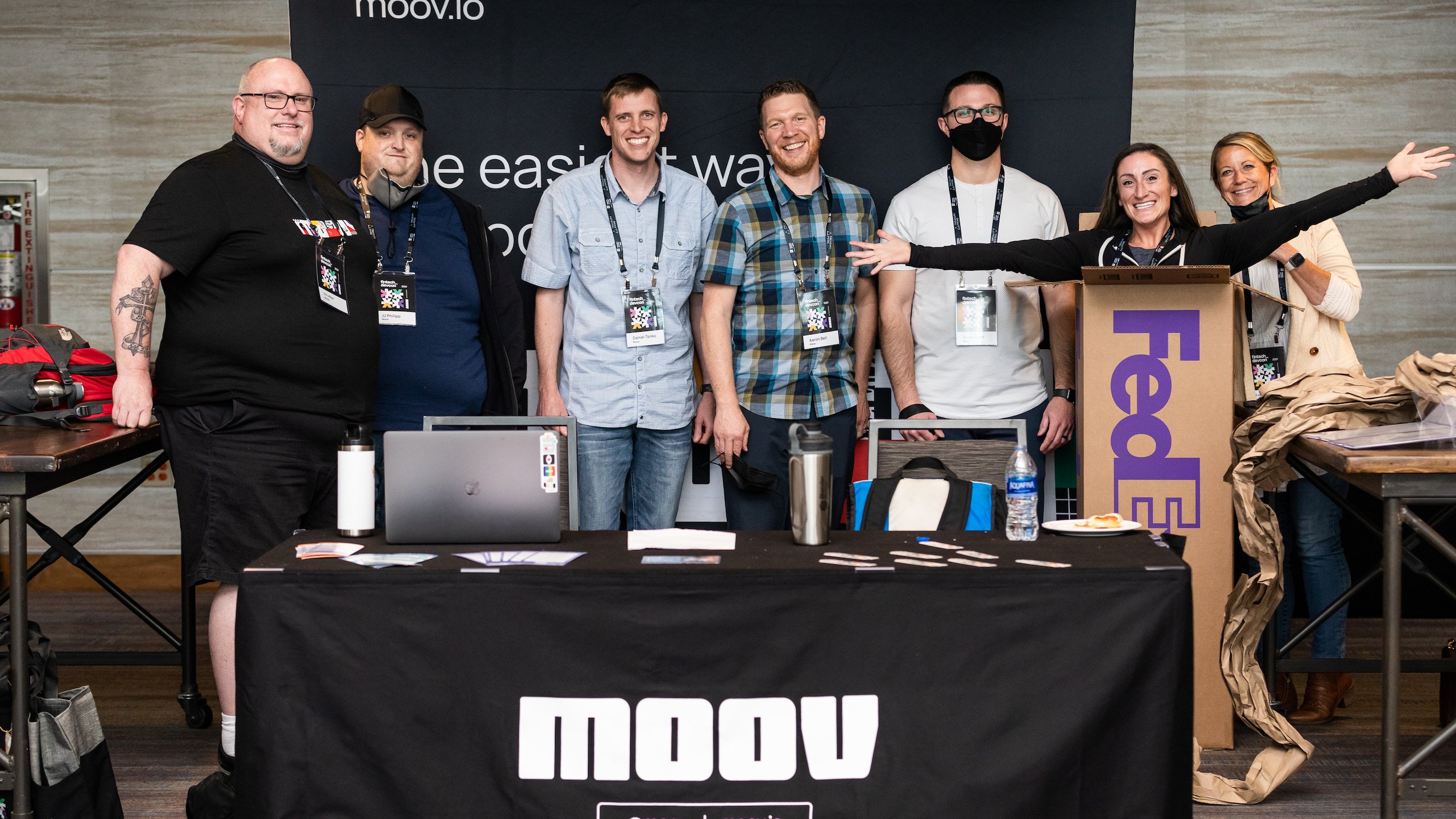 Moov Financial team members at a conference booth.