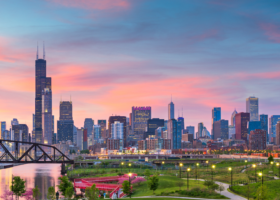 Chicago skyline at dusk