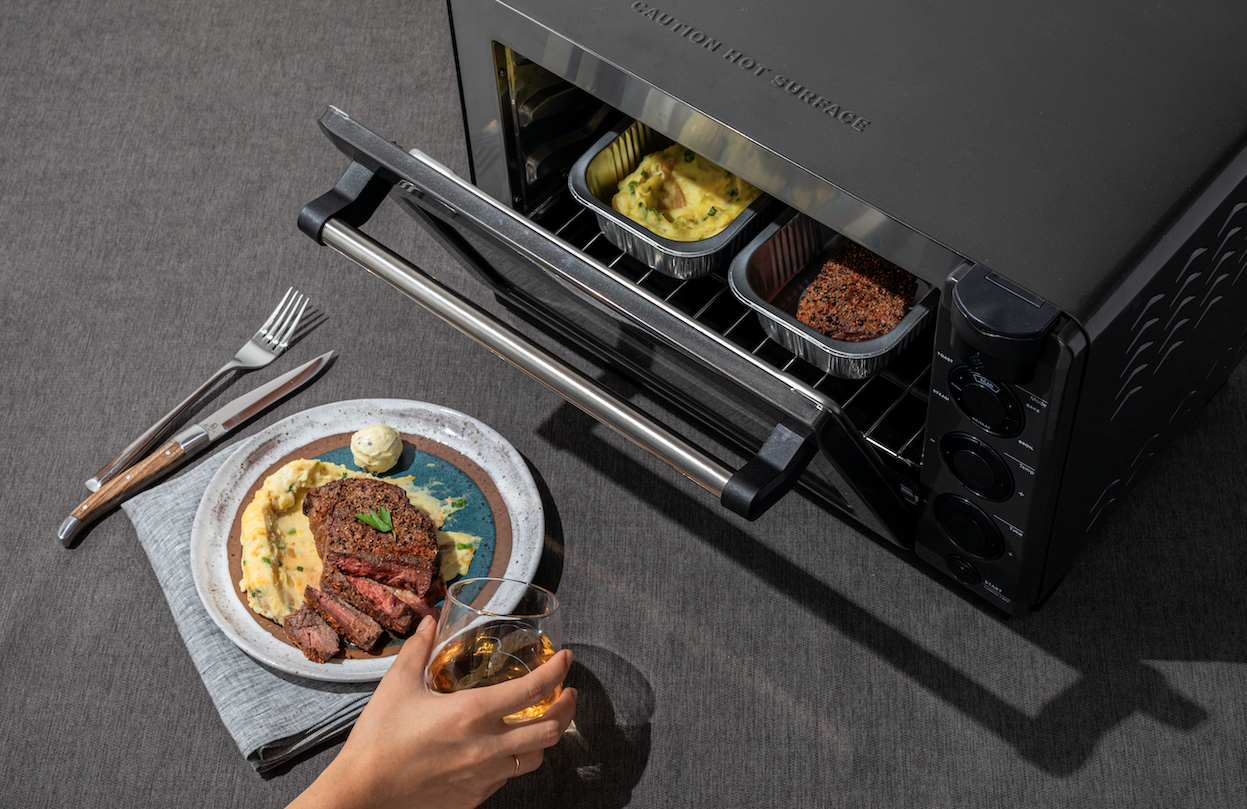 Tovala offers a rotating list of pre-packaged meals that can be cooked on its countertop smart oven