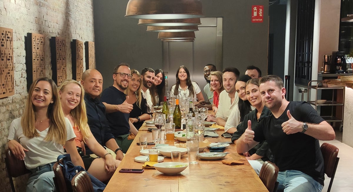 TravelPerk team members out at a restaurant together