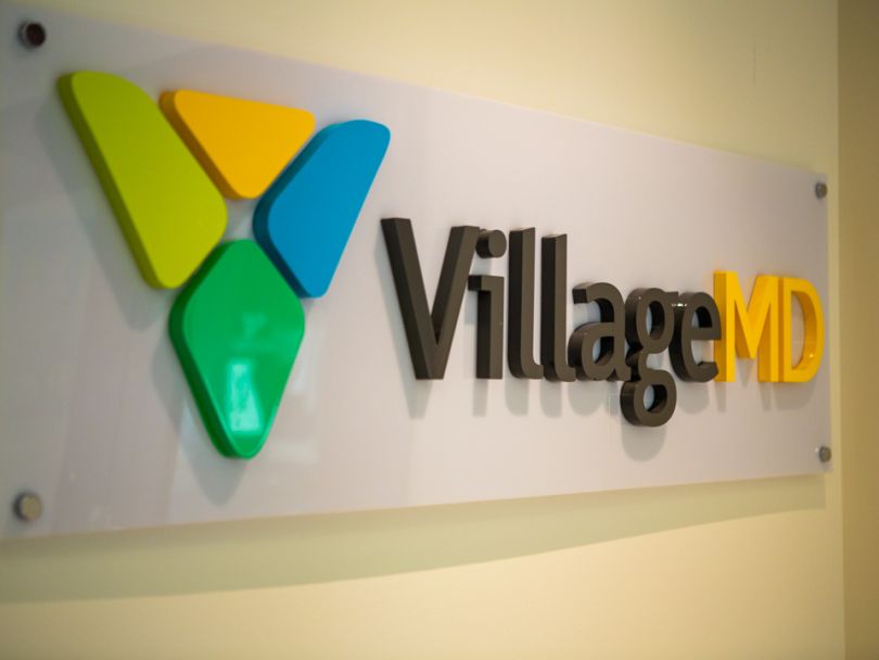 VillageMD logo in company office