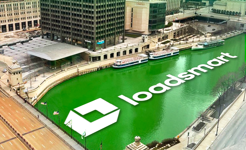 Loadsmart logo superimposed over Chicago river