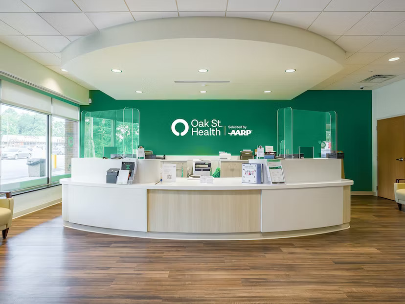 reception desk of one of oak street health's clinics