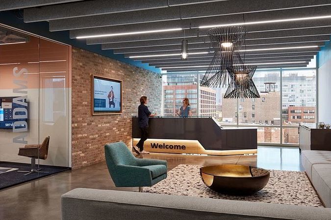 A shot of the reception area to the ServiceNow office.