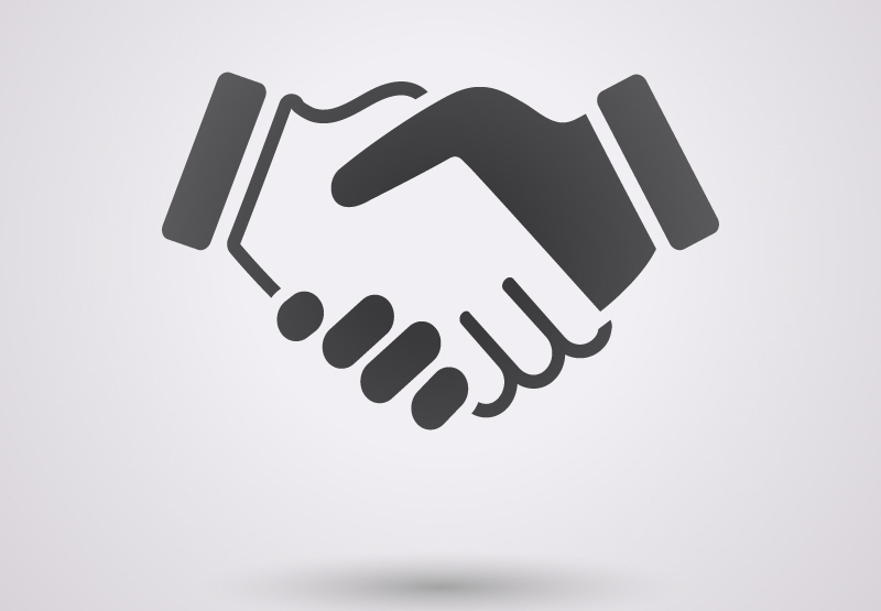An illustration of a handshake is pictured.