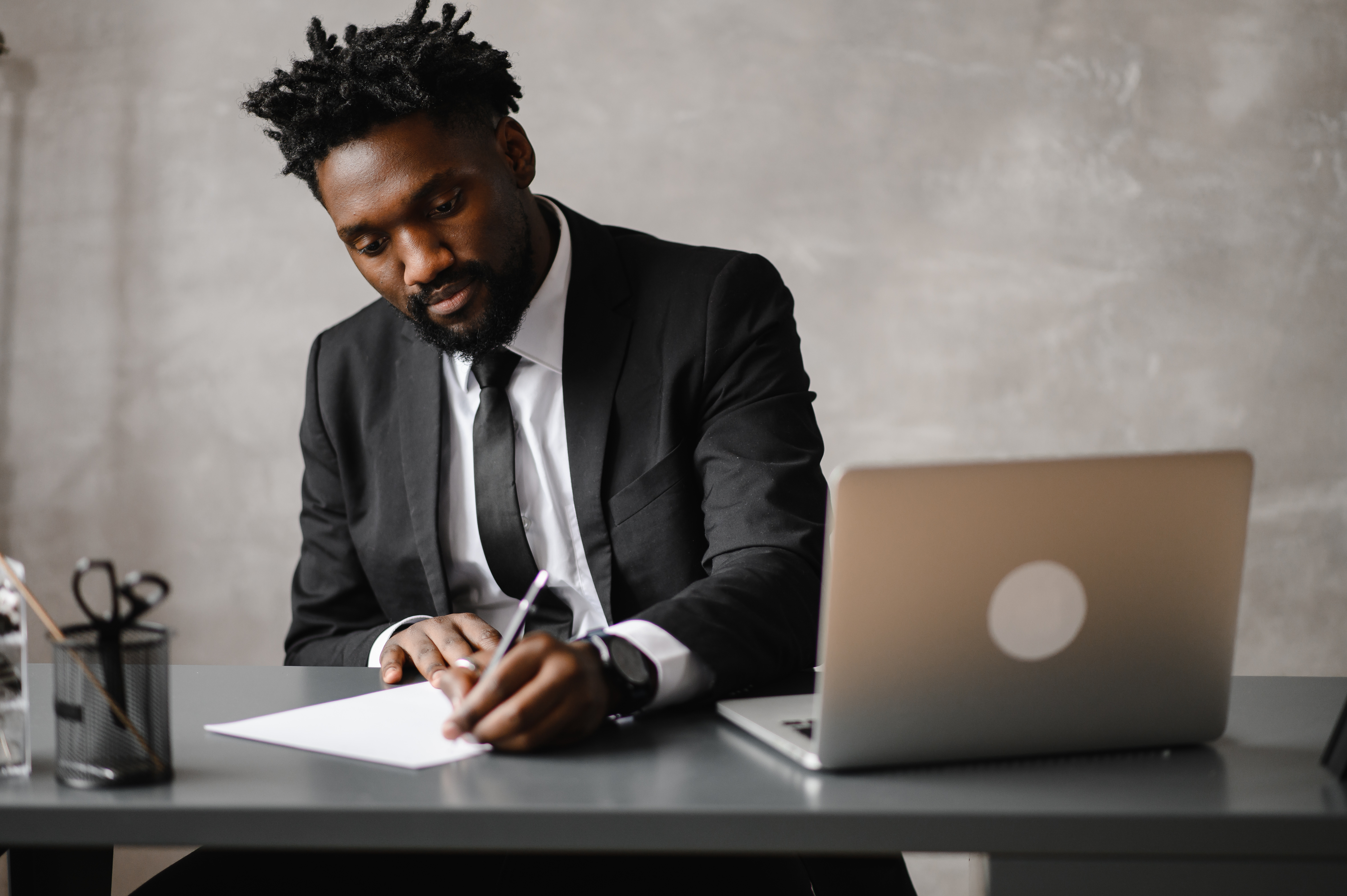 man working at desk