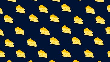 Image of yellow cartoon-like slices of cheese in a grid pattern on a navy blue background.