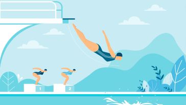 Illustration of a woman diving into a swimming pool